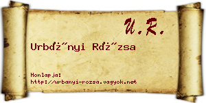 Urbányi Rózsa névjegykártya